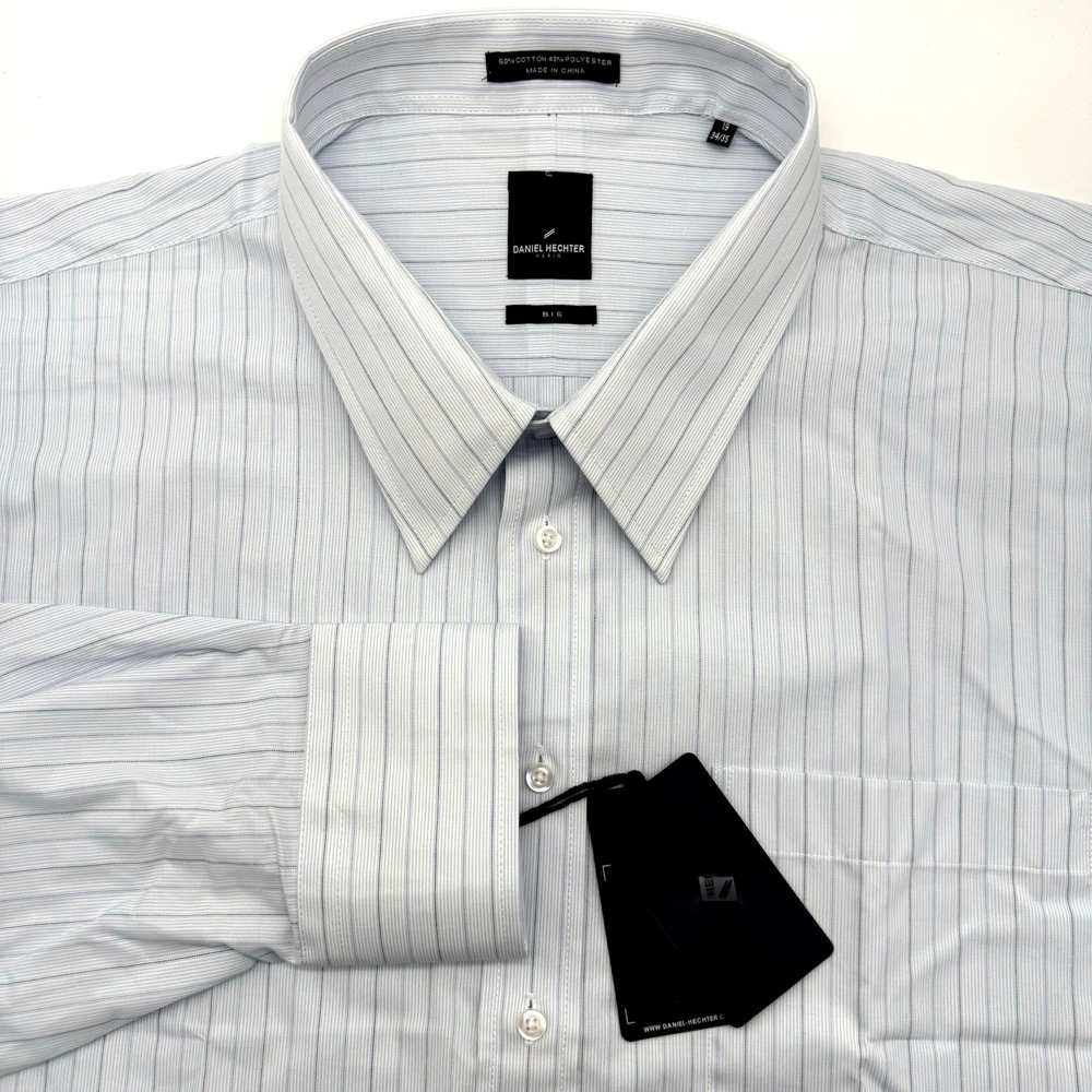 Daniel Hechter Dress Shirt Mens 19 34/35 Blue Pinstripe Big & Tall Button Down